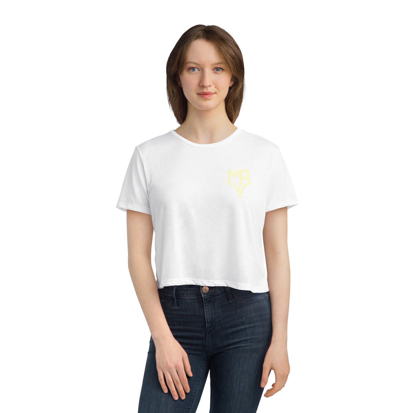 Women's Flowy Cropped Tee - Casual Summer Top, Beachwear, Graphic Tee, Relaxed Fit Shirt, Everyday Style