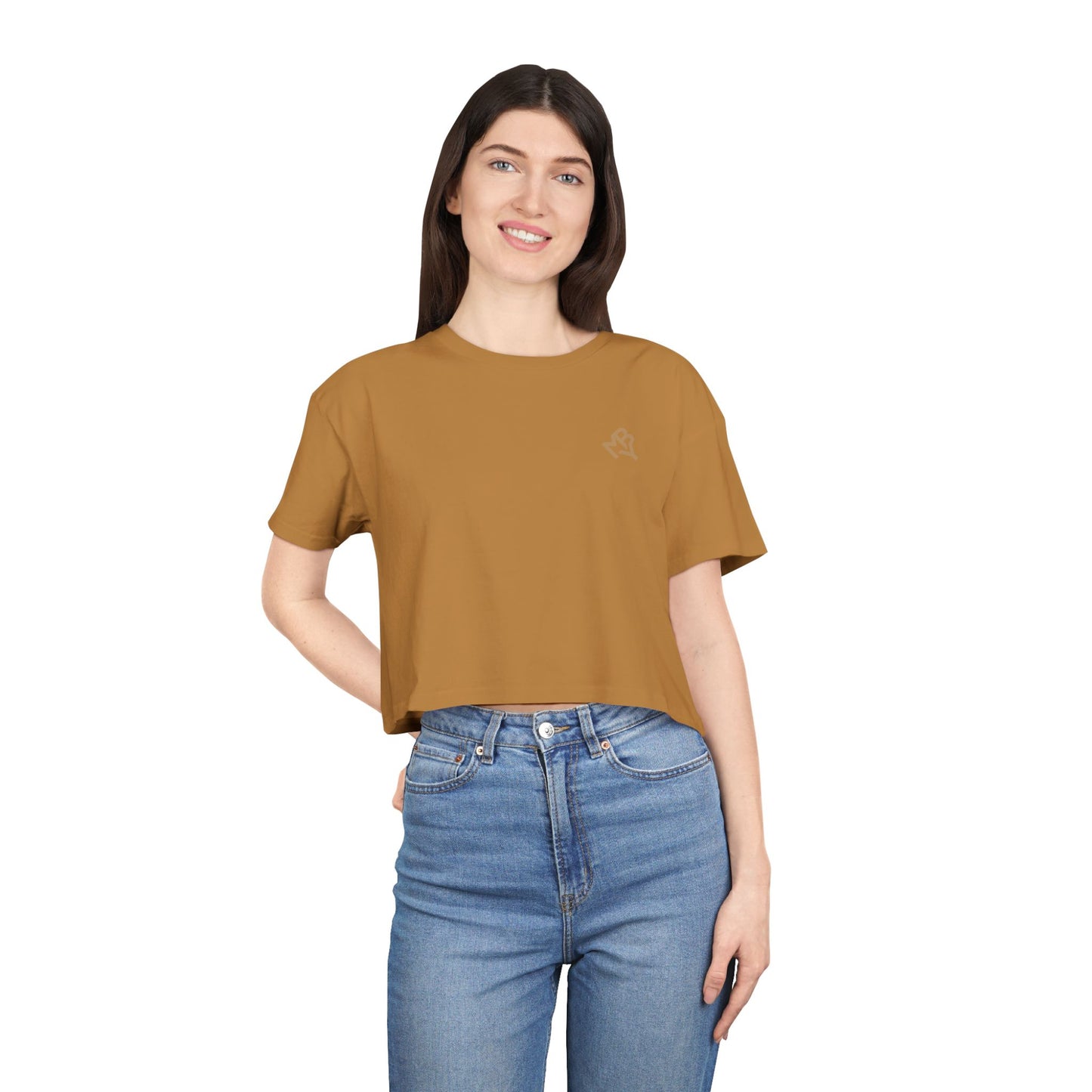 Earthtone Drop – Greens & Warm Neutrals: Trendy Women's Crop Tee
