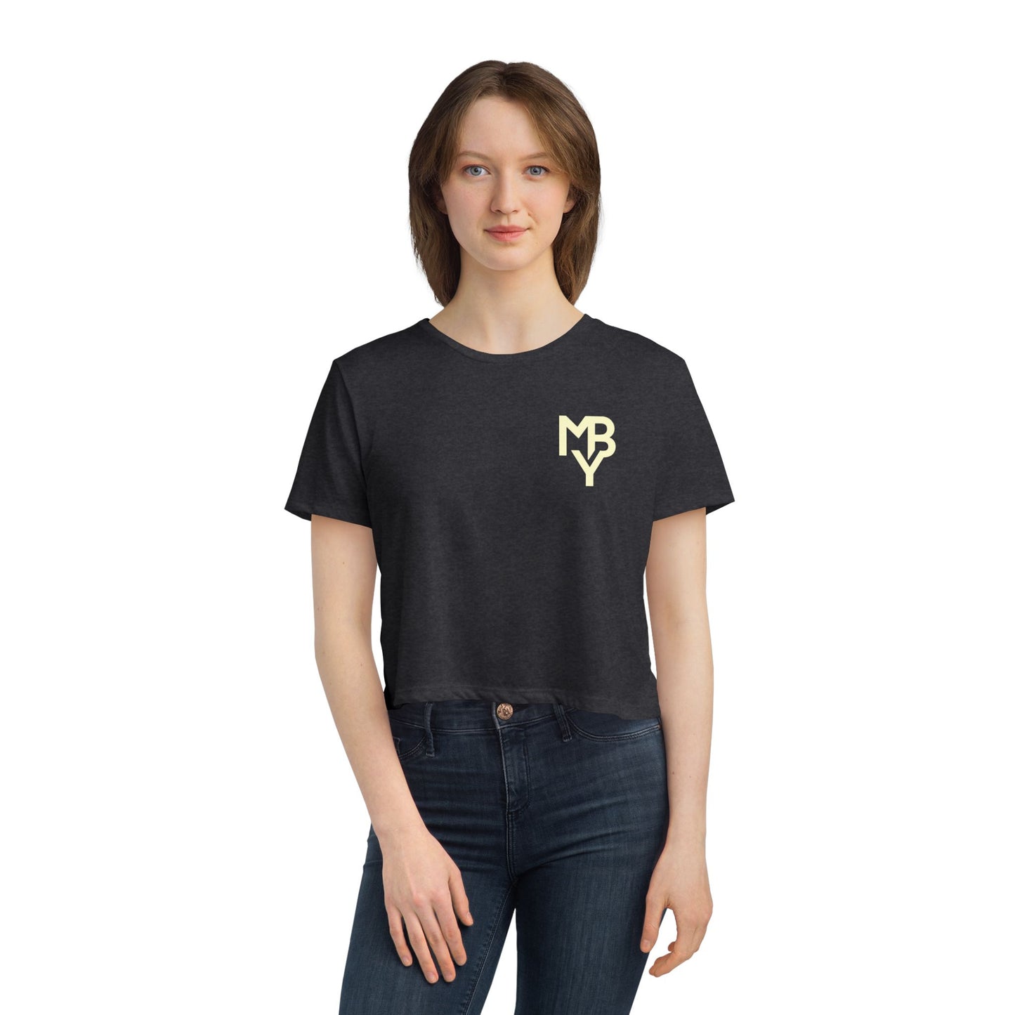 Women's Flowy Cropped Tee - Casual Summer Top, Beachwear, Graphic Tee, Relaxed Fit Shirt, Everyday Style