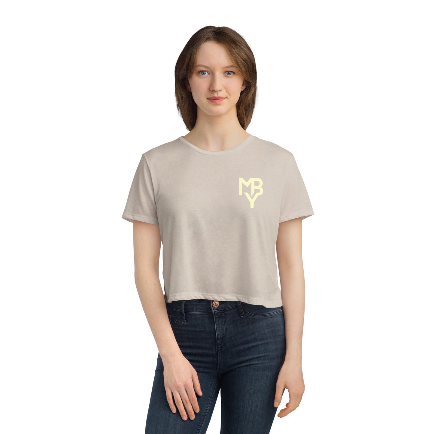 Women's Flowy Cropped Tee - Casual Summer Top, Beachwear, Graphic Tee, Relaxed Fit Shirt, Everyday Style