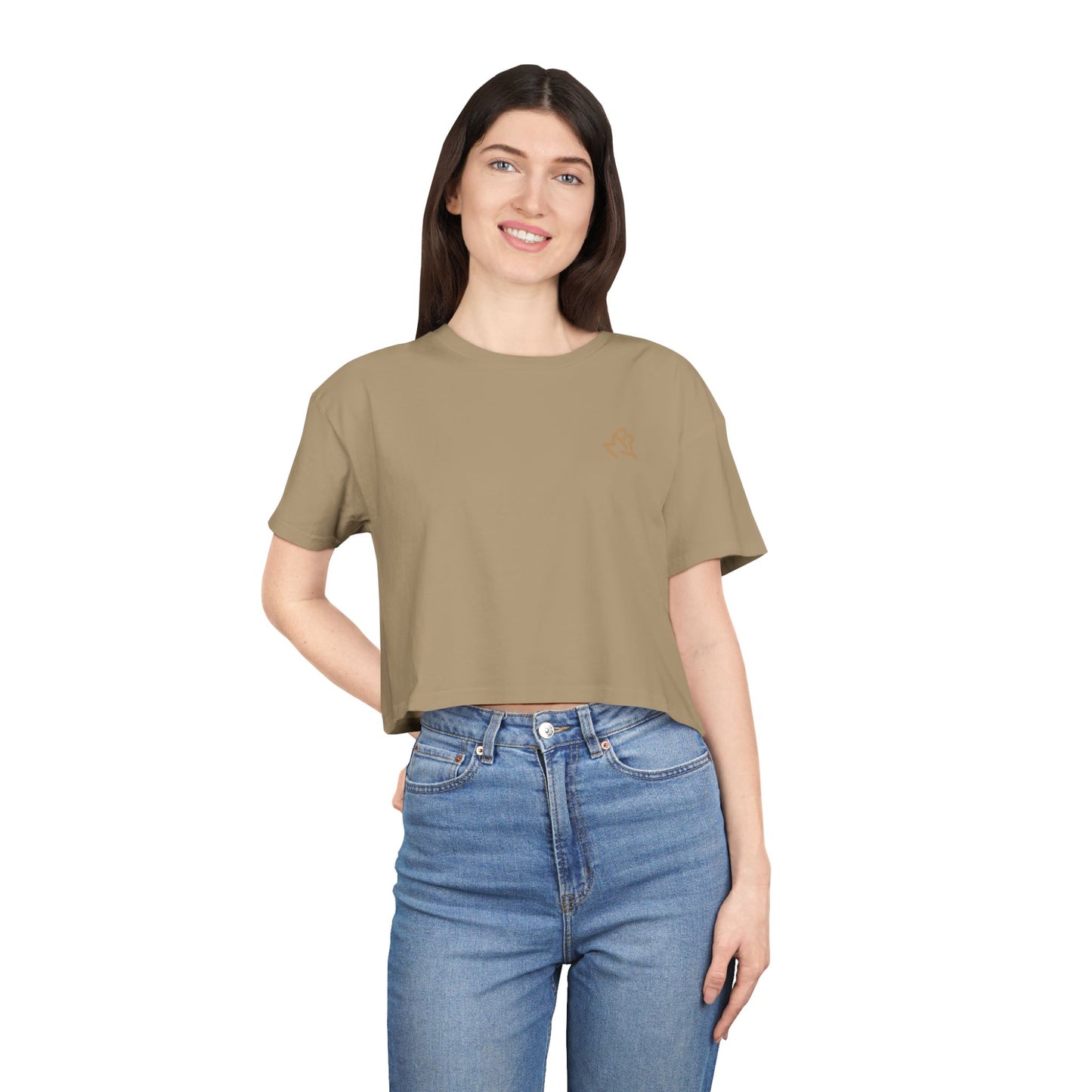 Earthtone Drop – Greens & Warm Neutrals: Trendy Women's Crop Tee