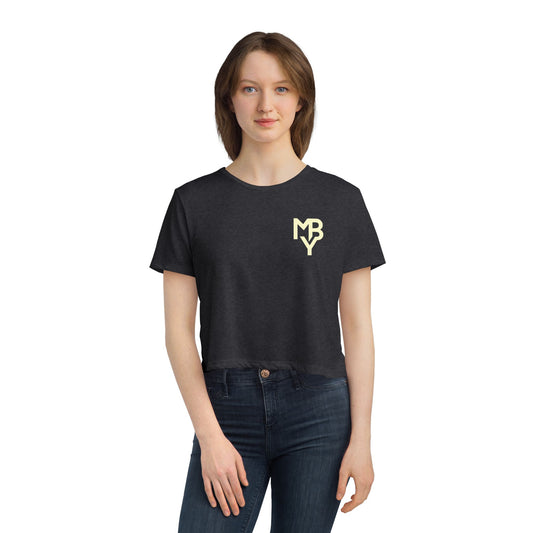 Women's Flowy Cropped Tee - Casual Summer Top, Beachwear, Graphic Tee, Relaxed Fit Shirt, Everyday Style